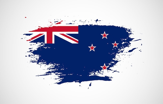 Pincelada de grunge com a bandeira nacional da nova zelândia em um fundo branco isolado