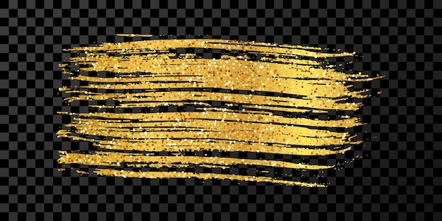 Vetor pincelada de ouro em fundo transparente escuro