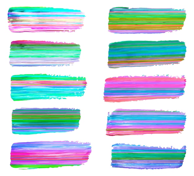 Vetor pinceladas acrílicas abstratas de arco-íris de cores brilhantes isoladas em ilustração criativa brancamoda
