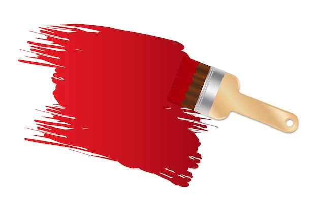 Pincele tinta vermelha no estilo de arte de papel Design de arte de parede Conceito de educação em casa Ilustração vetorial