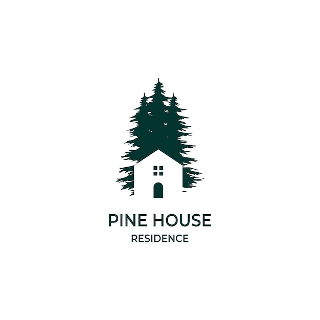 Pines forest home house residence logo design vector inspiração