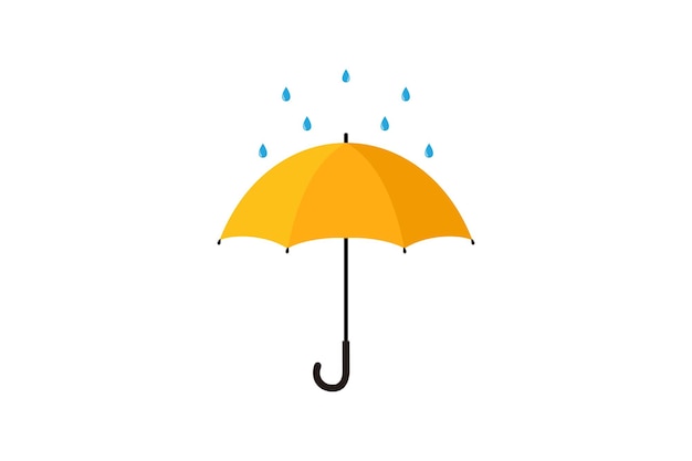 Pingos de chuva na ilustração vetorial de estilo simples de guarda-chuva