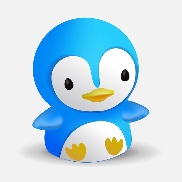 Pinguim bonitinho. Brinquedo para o banheiro. Uma coleção de emoções de um pinguim fofo com pele azul. Ilustração vetorial