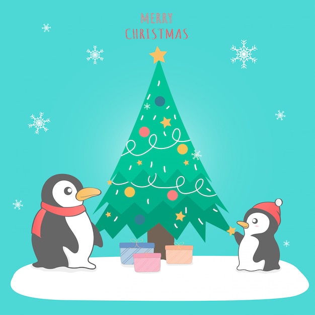 Pinguim bonito feliz natal