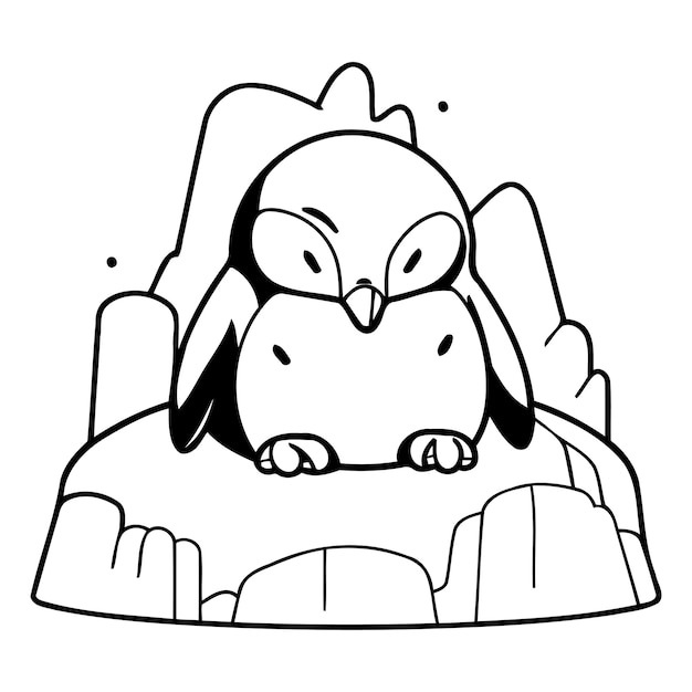 Pinguim bonito sentado em um iceberg ilustração vetorial em estilo de desenho animado