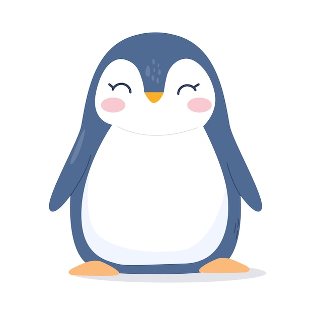 Pinguim bonito sorrindo animal de desenho animado isolado ilustração flat style sticker icon design premium