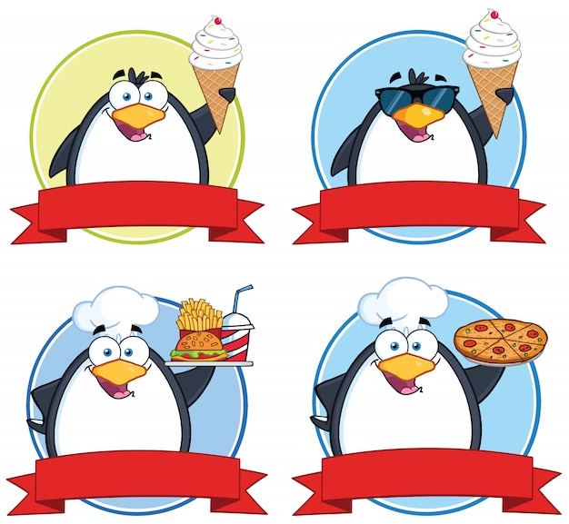 Pinguim circle food banners