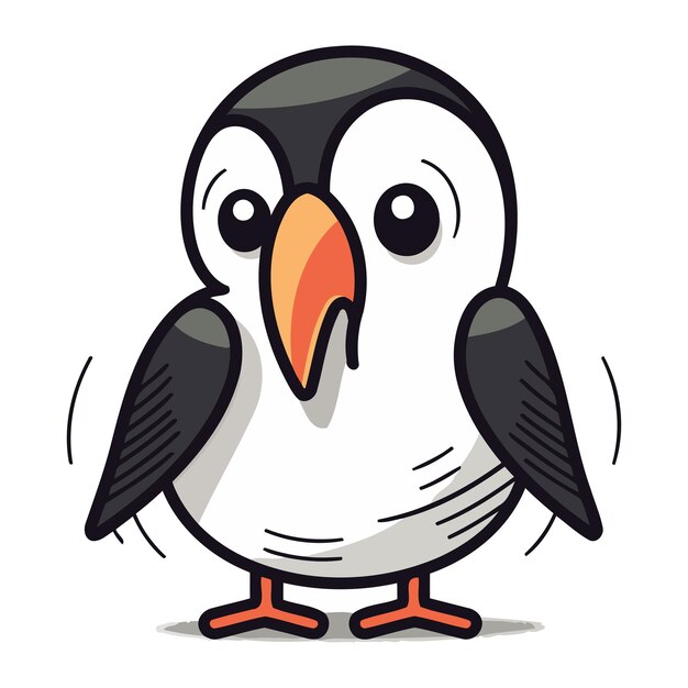 Pinguim de desenho animado bonito ilustração vetorial isolada em fundo branco