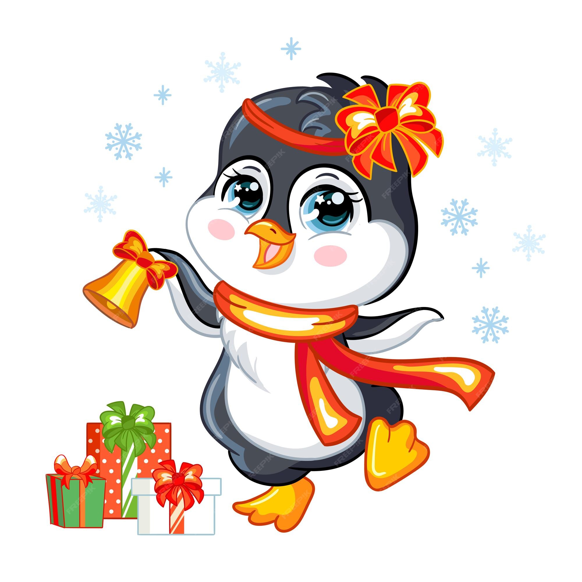 desenho de pinguim fofo celebrando o natal 3484587 Vetor no Vecteezy