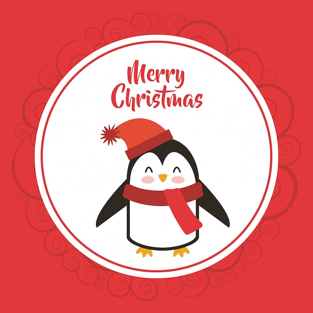 Pinguim feliz feliz natal cartão