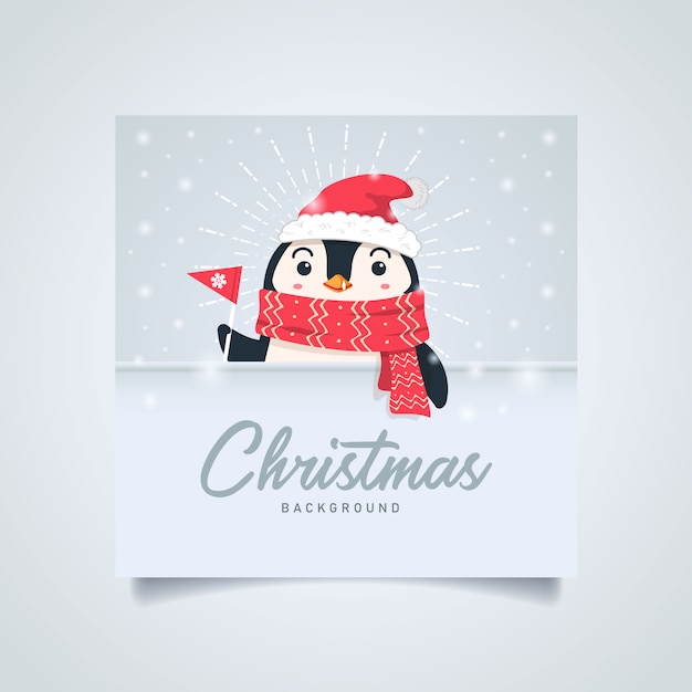 Pinguim fofo fundo de natal com copyspace