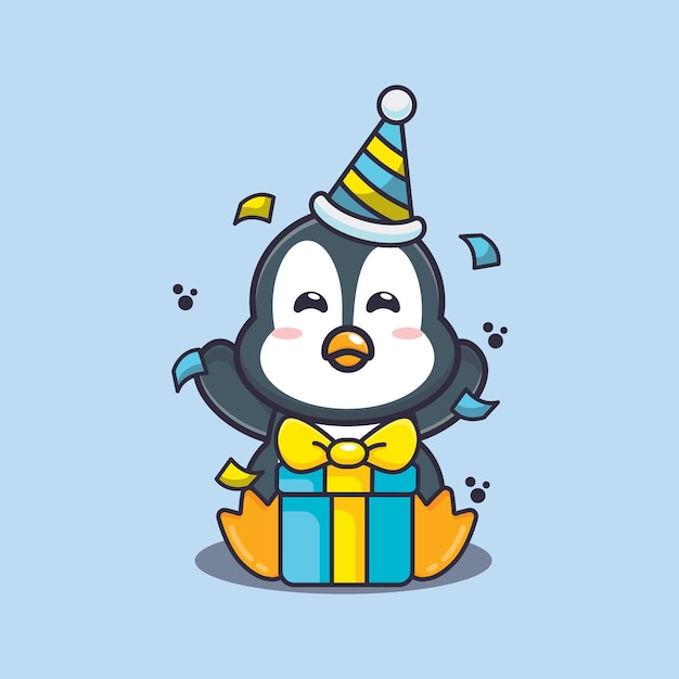 Pinguim fofo na festa de aniversário