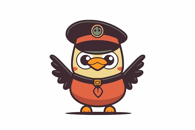 Pinguim na forma de uma ilustração vetorial de policial