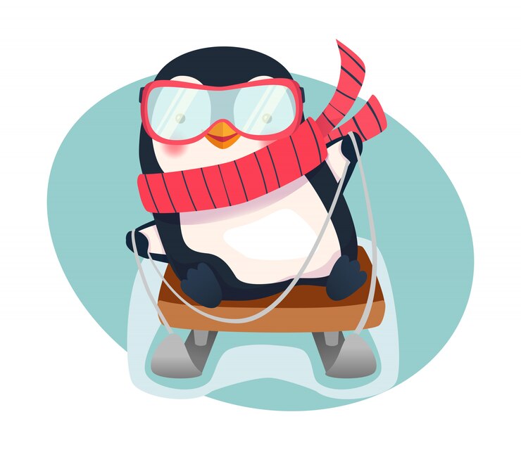 Vetor pinguim no trenó