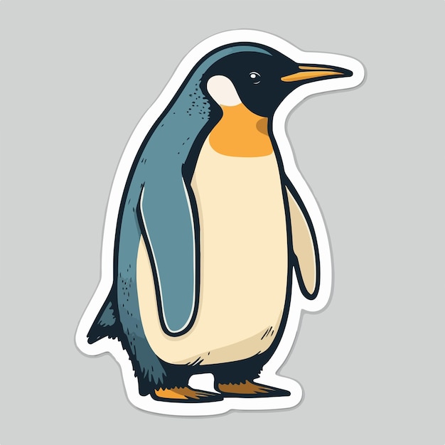 Pinguim preto e branco em pé no gelo em uma ilustração