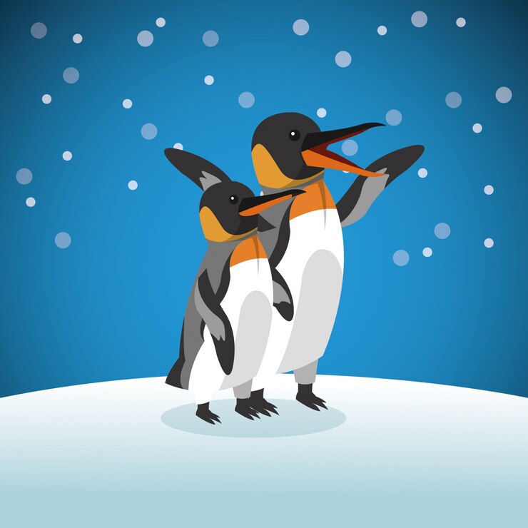 Vetor pinguin cartoon sobre fundo nevado