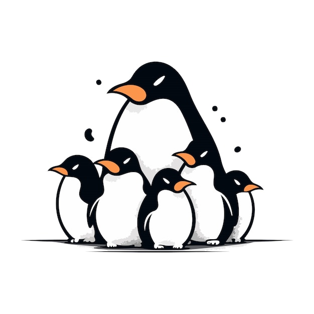 Vetor pinguins bonitos ilustração vetorial de um grupo de pinguins