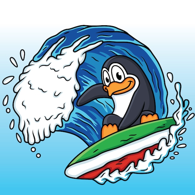 Pinguins brincam de surf com as ondas