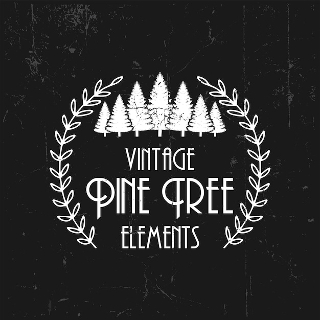 Vetor pinheiros vintage e logotipo da floresta