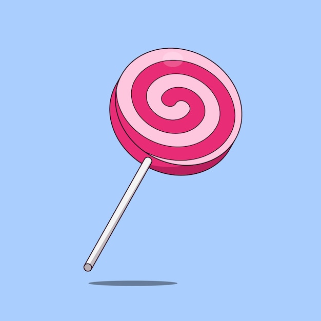 Pink strawberry lollipop vector ilustração icon sweet candy