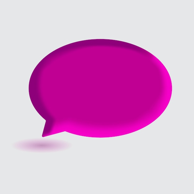 Pino de bolha de fala roxo em branco isolado na renderização 3D de fundo branco