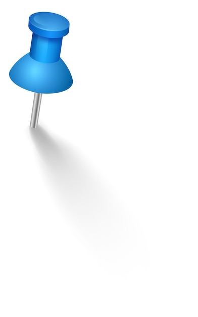 Pino de placa azul 3d push tack com sombra realista