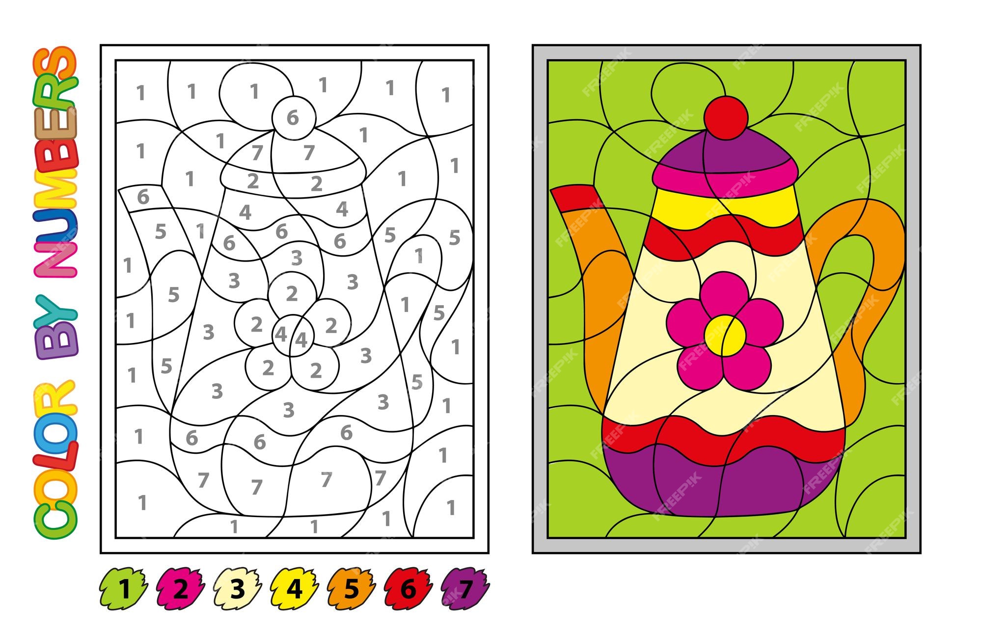 Cor Por Números Jogo Puzzle Para Educação Infantil Desenho Aprendizagem  imagem vetorial de natasha-tpr© 564021252