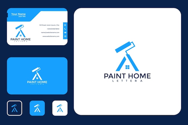 pintar a casa com o design do logotipo da letra A e cartão de visita