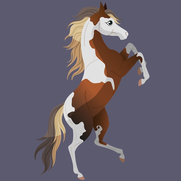 Vetor pinte o cavalo. fica nas patas traseiras. personagem de cavalo bonito para ilustrações infantis.