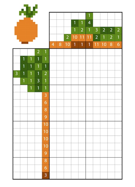 Puzzle de pintar por número (nonogram), jogo educacional para