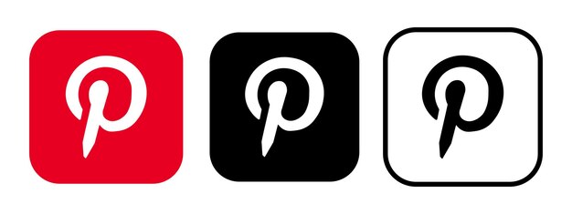 Vetor pinterest no plano de fundo do aplicativo de mídia social ícones de mídia social conjunto realista editorial