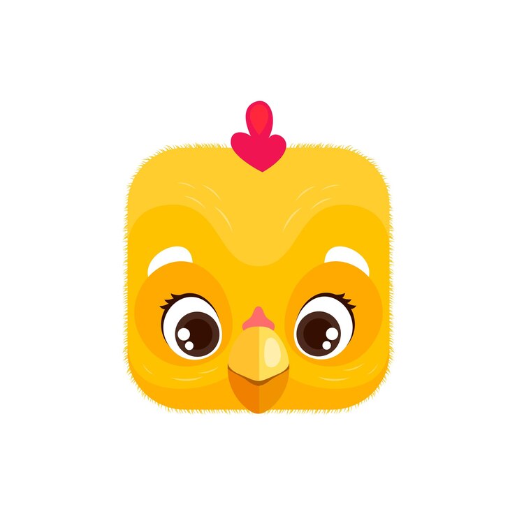 Vetor pintinho de desenho animado kawaii quadrado animal face chickling