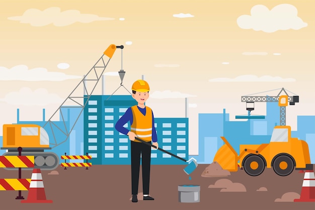 Pintor trabalhando em um canteiro de obras