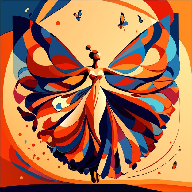 Pintura a óleo dreamscape da dança vibrante da borboleta