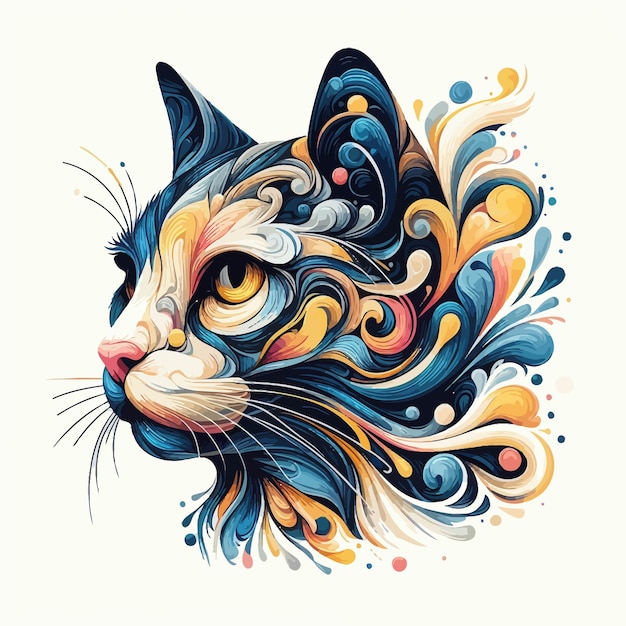 Vetor pintura de cabeça de gato