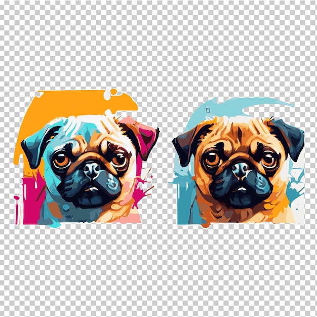 Vetor pintura de um cão pug com and jpg