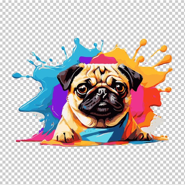 Vetor pintura de um cão pug com and jpg