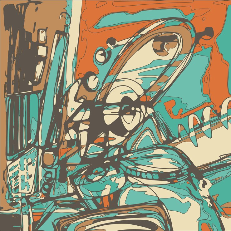 Vetor pintura digital original da composição de abstração, você pode usar esta impressão de arte no interior