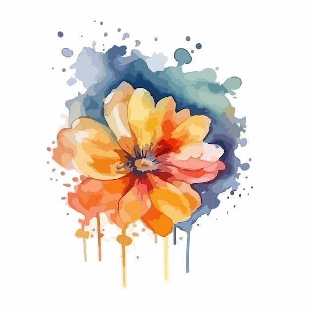 Pintura em aquarela de ilustração de flores sobre flores