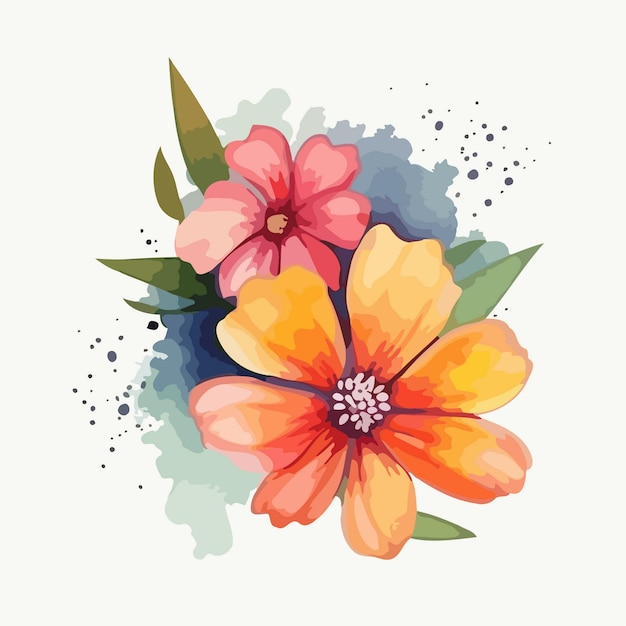 Pintura em aquarela de ilustração de flores sobre flores