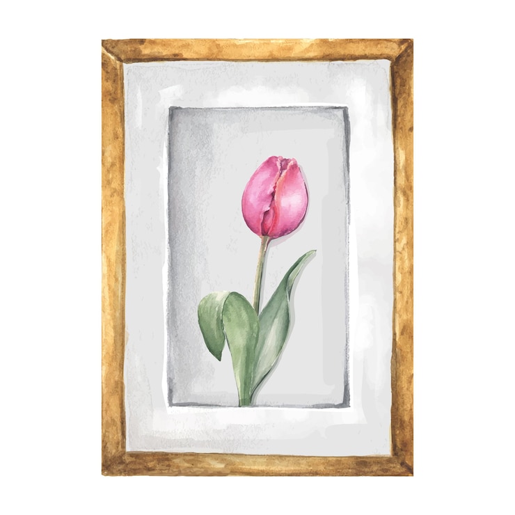 Vetor pintura em uma moldura de madeira ilustração em aquarela de uma composição de natal para o interior.