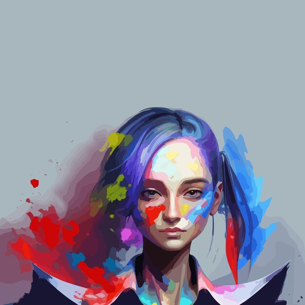 Vetor pinturas digitais menina homem arte de design