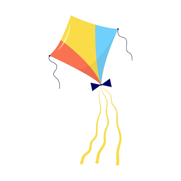 Vetor pipa voadora no fundo branco símbolo do festival de brinquedo de atividade de verão ao ar livre