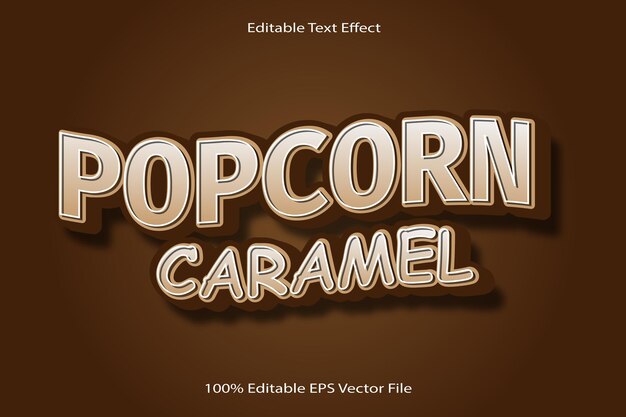 Pipoca caramelo efeito de texto editável 3d em relevo estilo gradiente de desenho animado