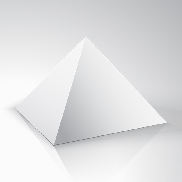 Pirâmide branca 3d em fundo branco Pacote de pirâmide branca vetorial para pirâmide de novo design