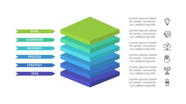 Pirâmide vetorial para cima setas infográfico diagrama gráfico triângulo gráfico apresentação conceito de linha do tempo de negócios com 6 partes