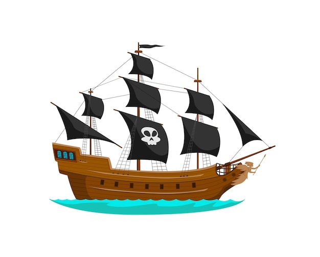 Pirata de desenho animado navio de vela corsair fragata