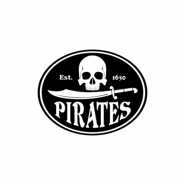 Vetor pirata emblema vetor caveira e espada para jolly roger logo pirata