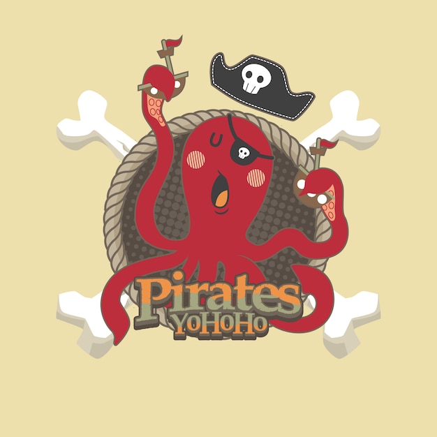 Piratas bonitos dos desenhos animados de fundo vector