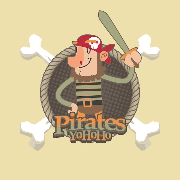 Piratas bonitos dos desenhos animados de fundo vector